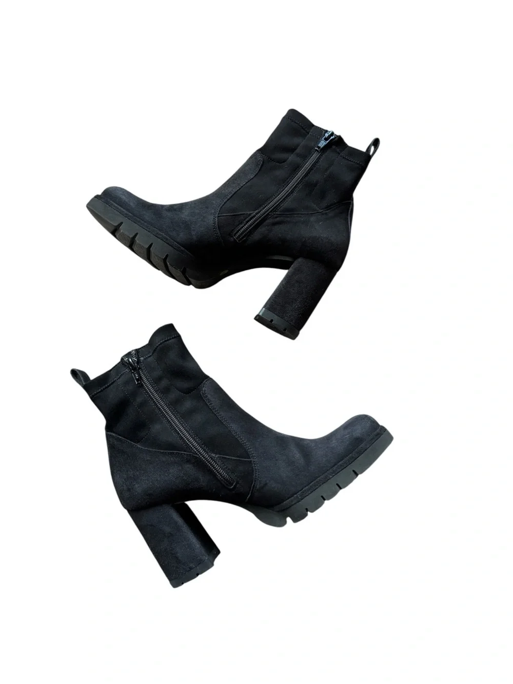 PAUL GREEN Nadia Suede Lug Sole sock black Bootie PLATFORM 4.5 AU 7 US luxury